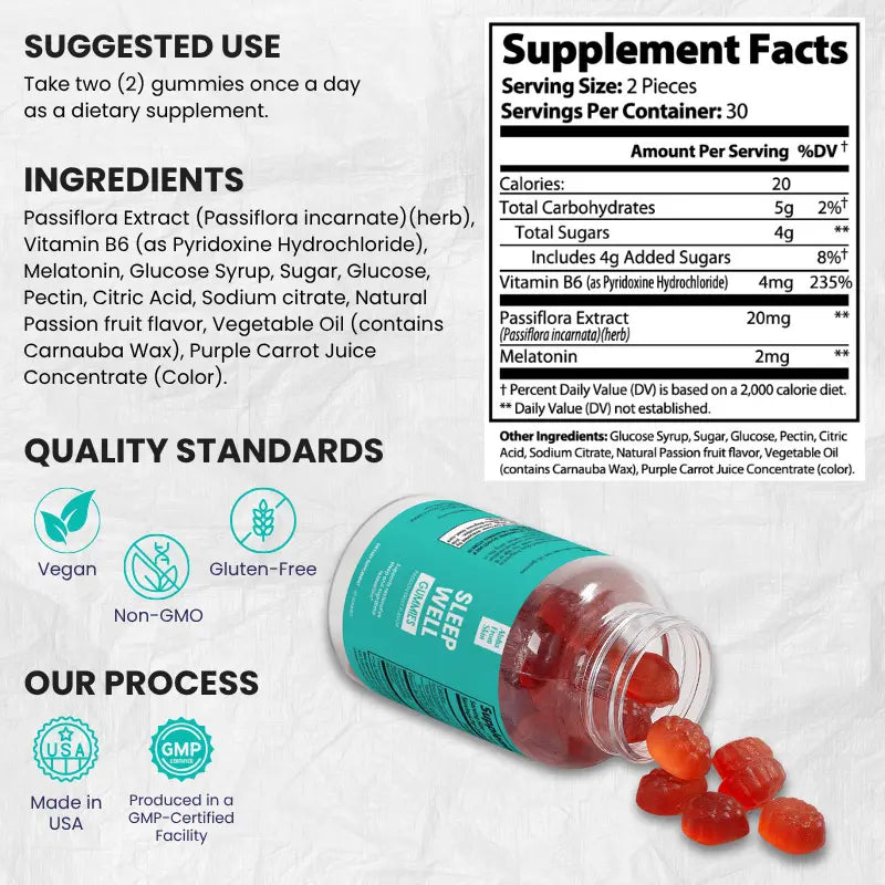 Sleep Well Gummies - Melatonin with Passiflora - Restful Sleep for Eczema Relief | Vegan