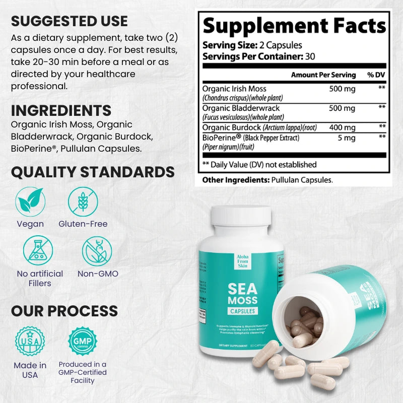 Sea Moss Complex – Immune, Thyroid and Skin Detox Support | 100% Organic, Non-GMO
