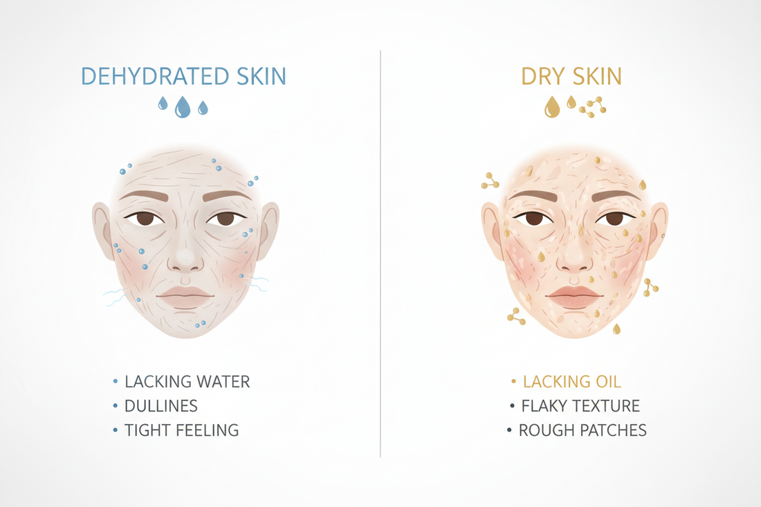 Dry skin and dehydrated skin are not the same thing
