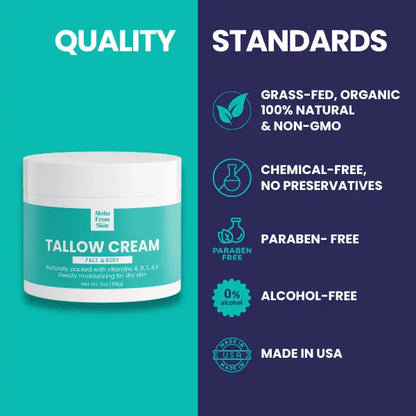 Grass-Fed Tallow Cream for Eczema – Organic, Deeply Moisturizing, Chemical-Free, Vitamins A, D, E & K