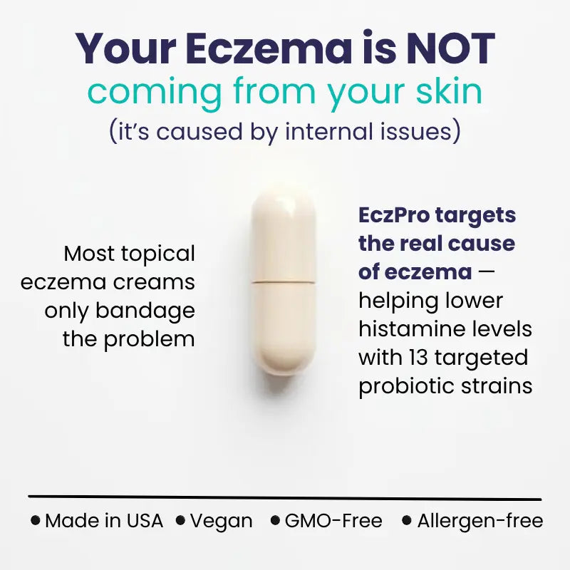 EczPro - Probiotics for Eczema, Natural Remedy, 13 Histamine-Safe Strains, Allergen-Free Formula