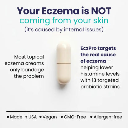 EczPro - Probiotics for Eczema, Natural Remedy, 13 Histamine-Safe Strains, Allergen-Free Formula